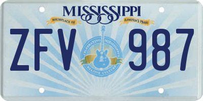 MS license plate ZFV987