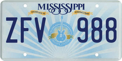 MS license plate ZFV988