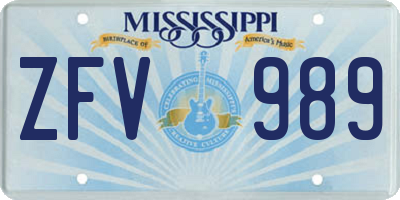 MS license plate ZFV989