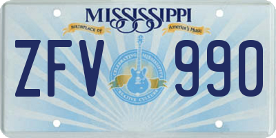 MS license plate ZFV990
