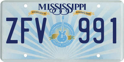 MS license plate ZFV991