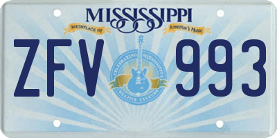 MS license plate ZFV993