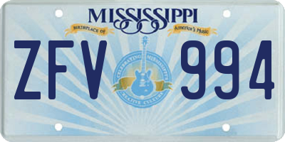 MS license plate ZFV994