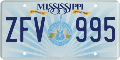 MS license plate ZFV995