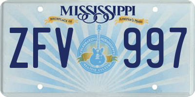 MS license plate ZFV997