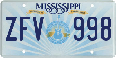 MS license plate ZFV998