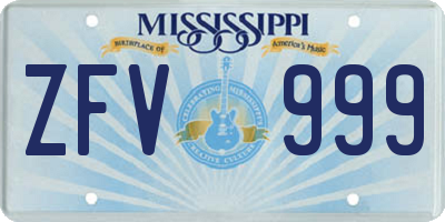 MS license plate ZFV999