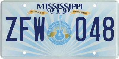 MS license plate ZFW048