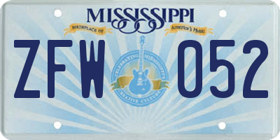 MS license plate ZFW052