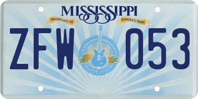 MS license plate ZFW053
