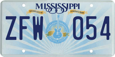 MS license plate ZFW054