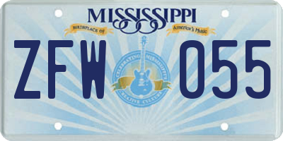 MS license plate ZFW055