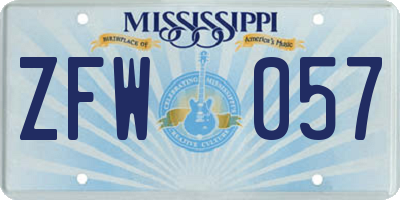 MS license plate ZFW057