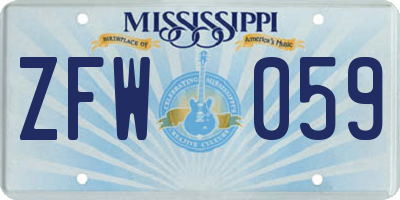MS license plate ZFW059
