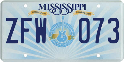 MS license plate ZFW073