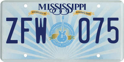 MS license plate ZFW075