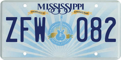 MS license plate ZFW082