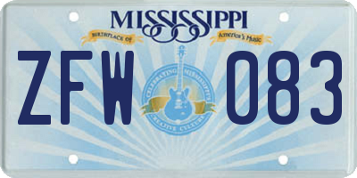 MS license plate ZFW083