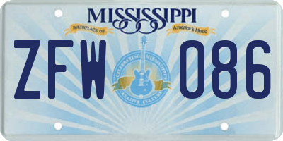 MS license plate ZFW086