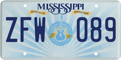 MS license plate ZFW089