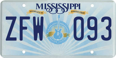 MS license plate ZFW093