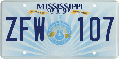 MS license plate ZFW107