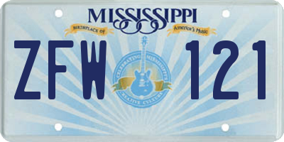 MS license plate ZFW121