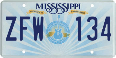 MS license plate ZFW134