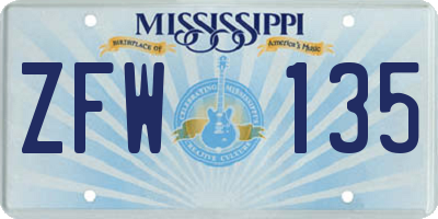 MS license plate ZFW135