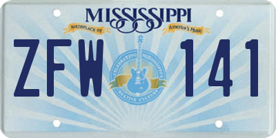 MS license plate ZFW141