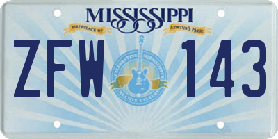 MS license plate ZFW143