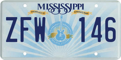 MS license plate ZFW146