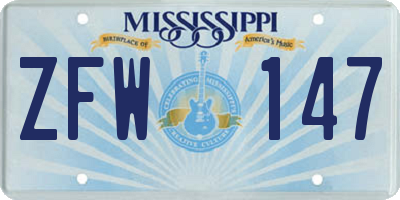 MS license plate ZFW147