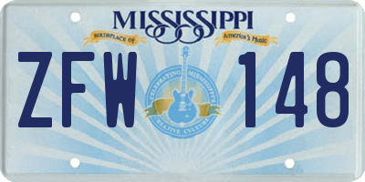 MS license plate ZFW148