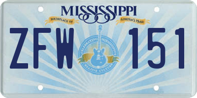 MS license plate ZFW151
