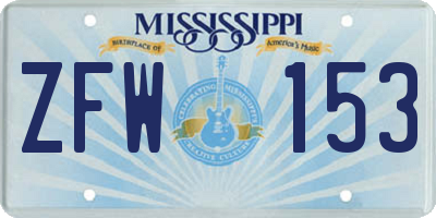 MS license plate ZFW153