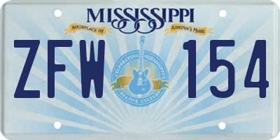 MS license plate ZFW154