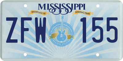MS license plate ZFW155