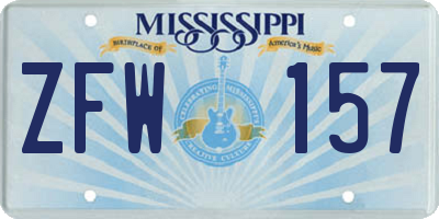 MS license plate ZFW157