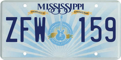 MS license plate ZFW159