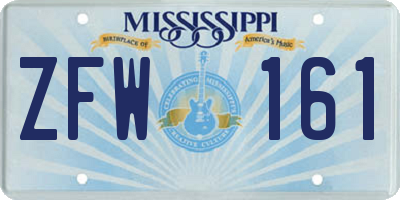 MS license plate ZFW161