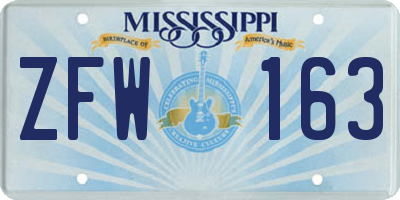 MS license plate ZFW163
