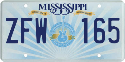 MS license plate ZFW165