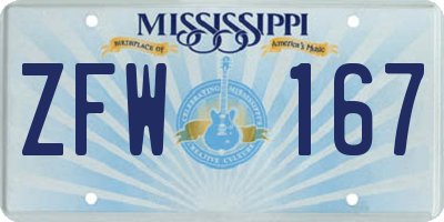 MS license plate ZFW167