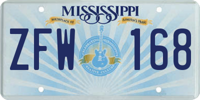 MS license plate ZFW168