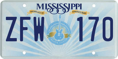 MS license plate ZFW170