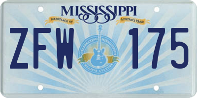 MS license plate ZFW175