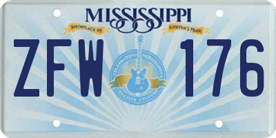 MS license plate ZFW176