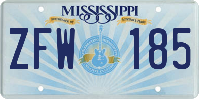 MS license plate ZFW185