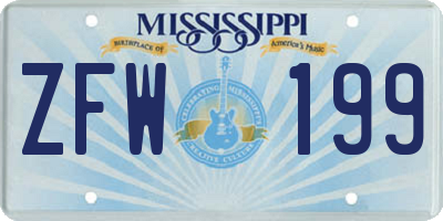 MS license plate ZFW199